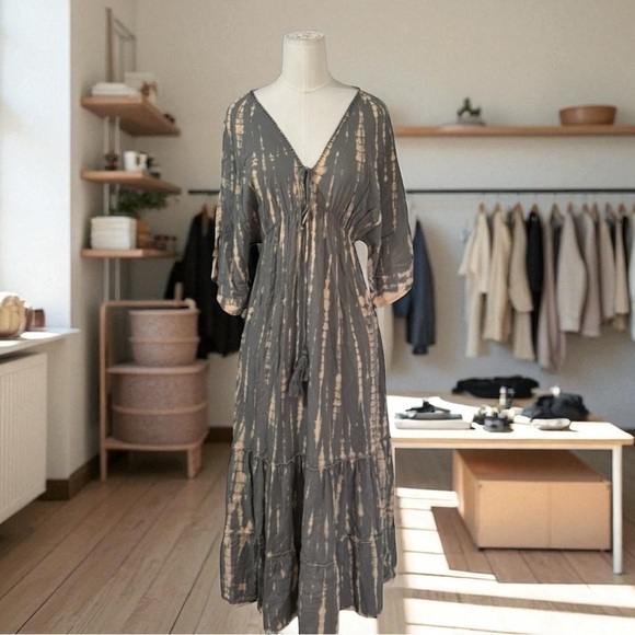 BALI QUEEN - Kaftan Maxi Tie Dye Dress - One Size - Picture 1 of 6